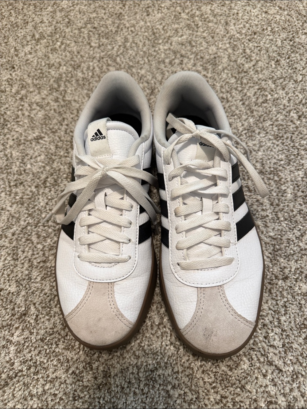 adidas White Sneakers with Black Three-Stripes